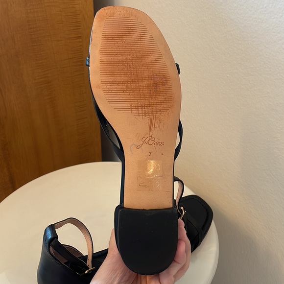 J Crew Ankle Strap Black Leather Sandals 7 - Picture 5 of 11